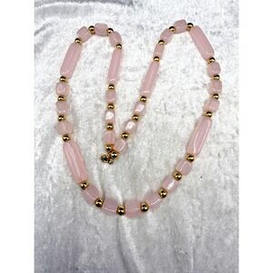 Vintage Trifari Necklace‎ Pink Acrylic Beads Pastel 24"
